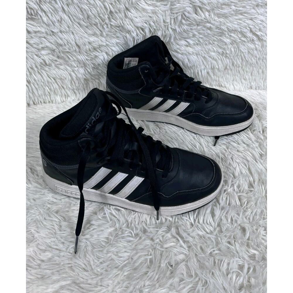 Adidas Hoops Mid 3.0 GW0402 Unisex Kids Black White Basketball Shoes Size 6.5